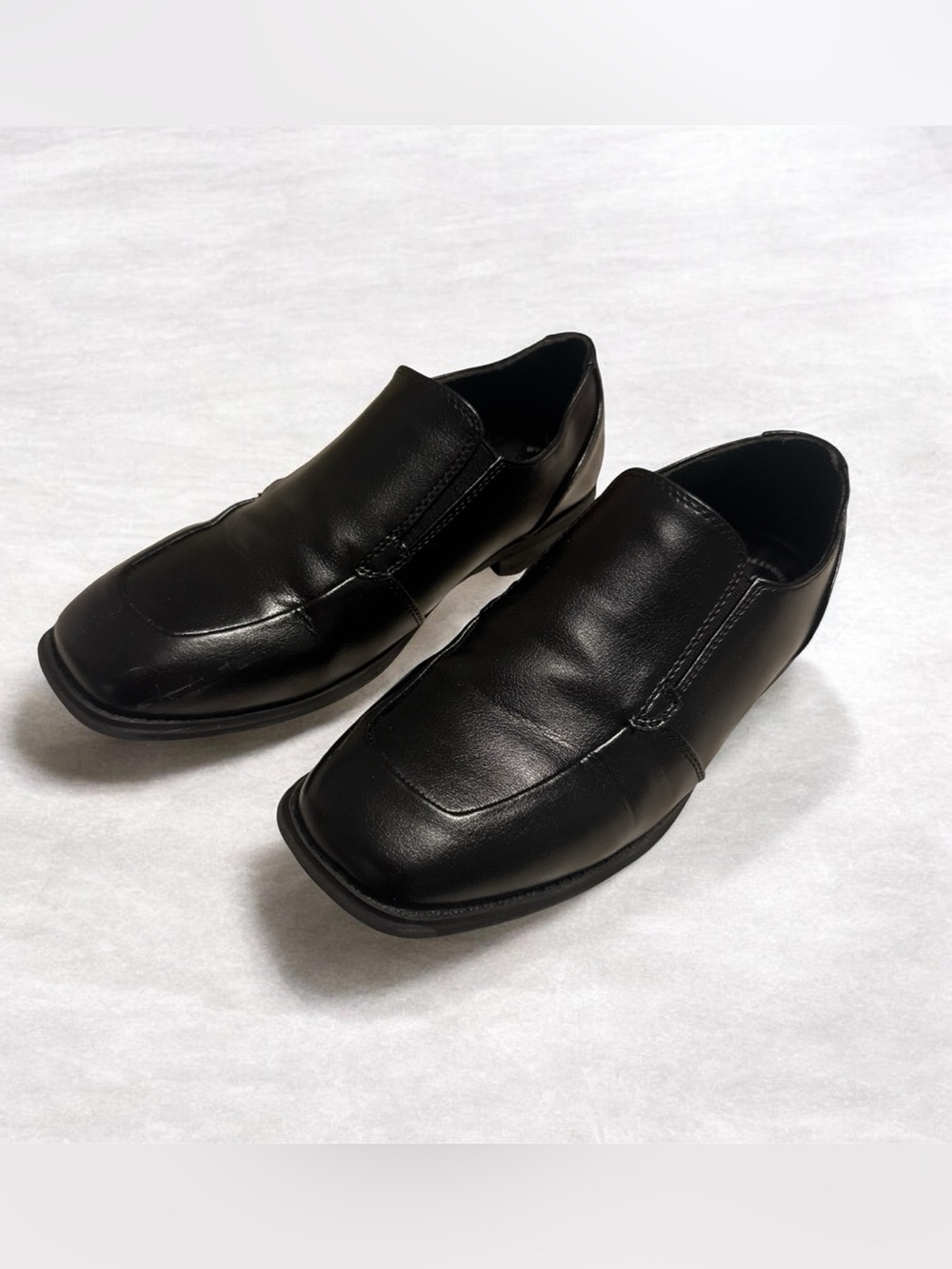 Sonoma Boys Black Slip On Loafer Dress Shoes Square Toe with Memory Foam Size 6